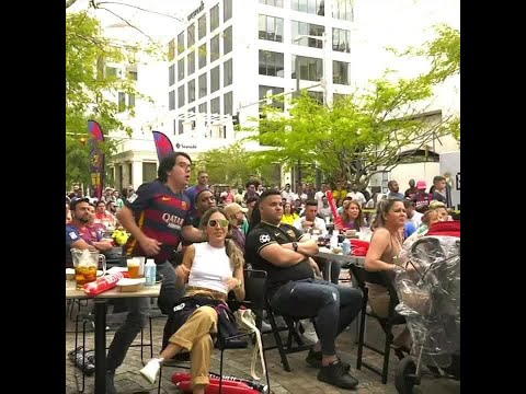 Barcelona fans in Miami react to Pierre-Emerick Aubameyang’s first goal in El Clasico 🗣️ | #shorts