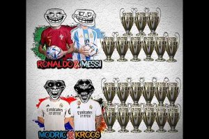 RONALDO X MESSI VS TONI KROOS X LUKA MODRIC #football #trophy #shorts